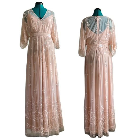 Mac Duggal pale blush pink sequin maxi dress - Picture 1 of 9